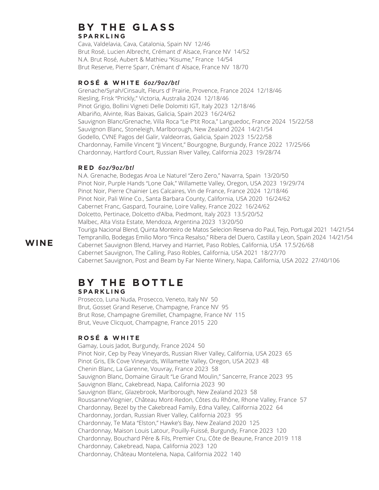 View our PDF menu for all selections